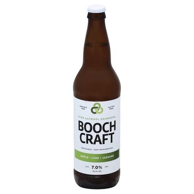 Booch Craft Kombucha, High Alcohol, Apple + Lime + Jasmine
