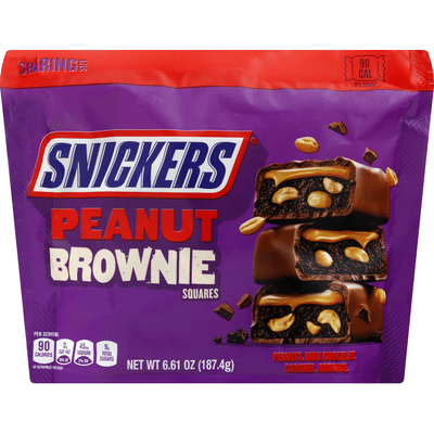 Snickers Peanut Brownie Squares Fun Size Chocolate Candy Bars Sharing Size
