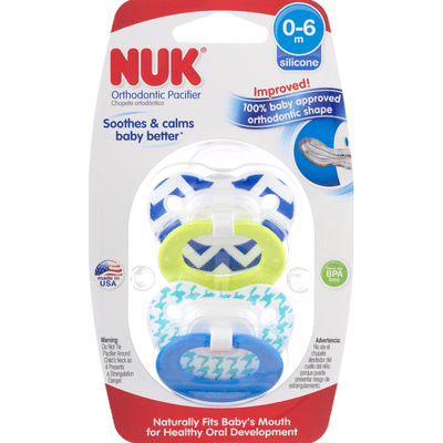 NUK Orthodontic Pacifier Silicone 0-6m - 2 CT