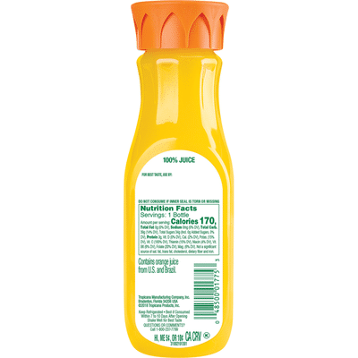12 oz orange juice nutrition facts