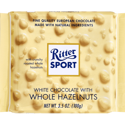 Ritter Sport White Chocolate With Whole Hazelnuts 3 5 Oz Instacart
