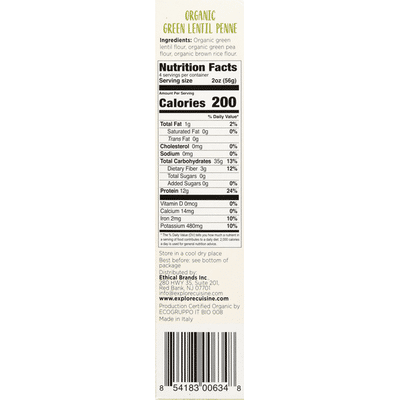 Explore Cuisine Organic Penne Green Lentil