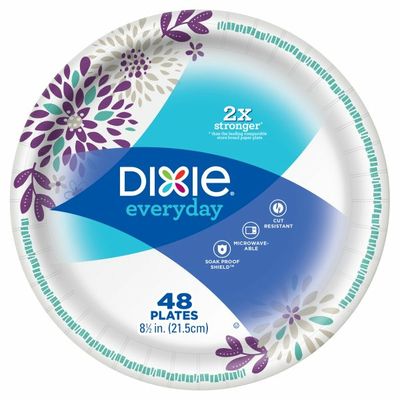 Dixie Paper Plates, 8.5 Inch Lunch/Dinner Plate (Design May Vary)