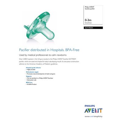 Philips Soothie 0-3m, Green/Green, SCF190/01