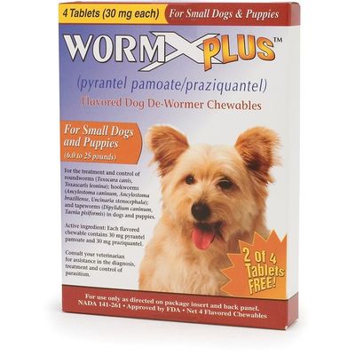 WormX PlusFlavored Dog De-Wormer Chewables for Small Dogs & Puppies