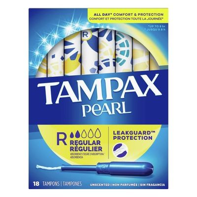 Tampax Pearl, Regular, Plastic Tampons, Unscented