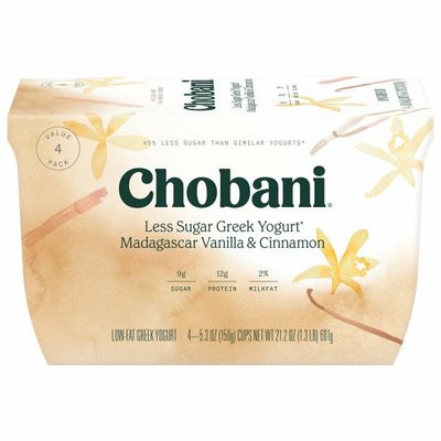Chobani Less Sugar Low-Fat Greek Yogurt Madagascar Vanilla Cinnamon