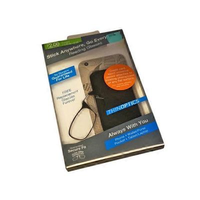 ThinOptics +2.0 Stick Anywhere Go Everywhere Reading Glasses Plus Universal Pod