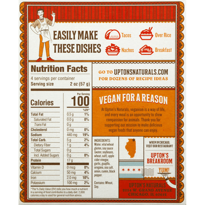 Upton's Naturals Seitan, in Crumbles, Chorizo