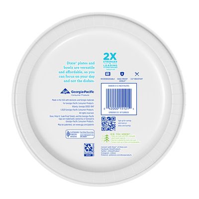 Dixie Paper Plates, 8.5 Inch Lunch/Dinner Plate (Design May Vary)