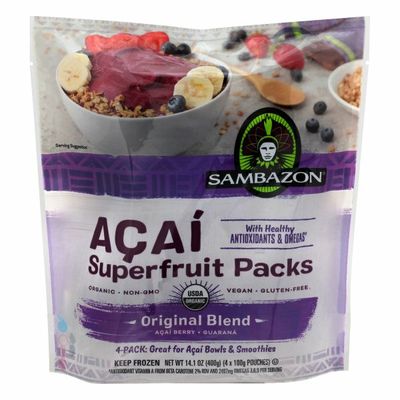 Sambazon Superfruit Packs, Acai, Original Blend, 4 Pack