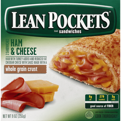 LEAN POCKETS Sandwiches, Whole Grain Crust, Ham & Cheese
