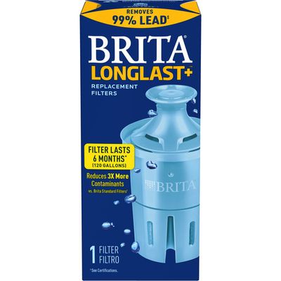 Brita Longlast+WaterFilter,Longlast+ReplacementFiltersforPitcherandDispensers,ReducesLead,BPAFree,