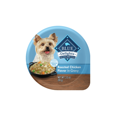 Blue Buffalo Delights Natural Adult Small Breed Wet Dog Food Cup, Roasted Chicken Flavor in Hearty Gravy