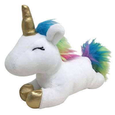 FouFIT Small White Unicorn Plush Dog Toy