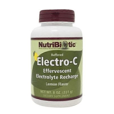NutriBiotic Buffered Electro-C Effervescent Electrolyte Recharchge Lemon Flavor Powder