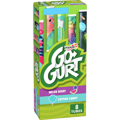 Yoplait Go-Gurt Low Fat Yogurt Variety Pack, Cotton Candy & Melon Berry, 8 Count