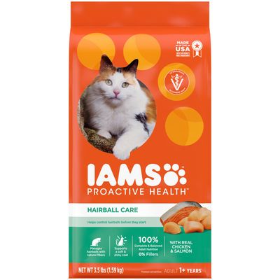 IAMS Adult Hairball Care Dry Cat Food with Chicken and Salmon
