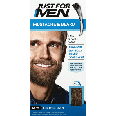 Just For Men Easy Brush-In Color, Mustache & Beard, Light Brown M-25