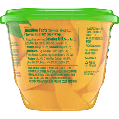 Dole Peach Slices in 100% Fruit Juice, Yellow Cling, Fridge Pack
