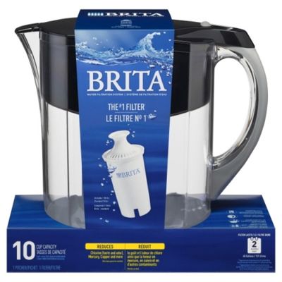 Brita Large Cup Water Filter Pitcher with Standard Filter, BPA Free, Grand, Black