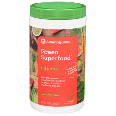 Amazing Grass Green Superfood ENERGY plus plant-based caffeine for energy & wellness Whole Food Supplement Powder, Watermelon