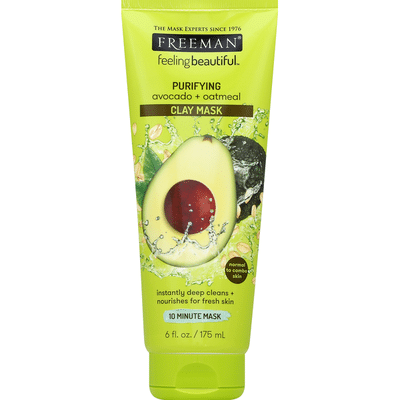 Freeman Clay Mask, Purifying, Avocado + Oatmeal, Normal to Combo Skin