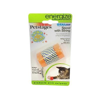 Petstages Orkakat Spool With String Cat Toy 2" L X 1.25" W