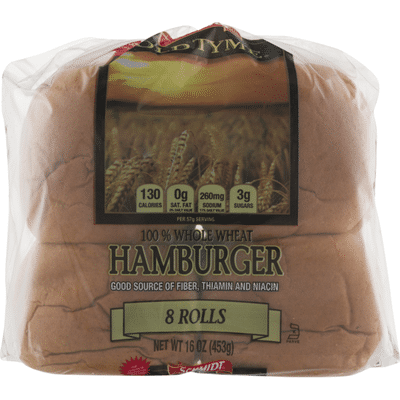 Schmidt's Old Tyme 100% Whole Wheat Hamburger Rolls - 8 CT