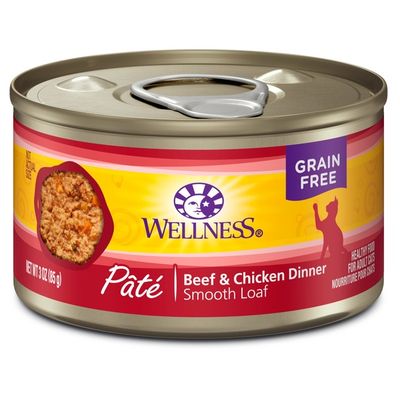 Wellness Pate Beef & Chicken Dinner Smooth Loaf Healthy Food For Adult Cats