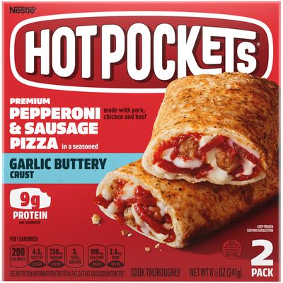 Hot Pockets Pepperoni & Sausage Pizza Garlic Buttery Crust Frozen Snacks