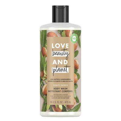 love beauty and planet shea butter and sandalwood body wash