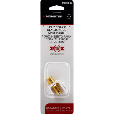 Bussmann Coax F Connector, 1 GHZ, White, Keystone 75 OHM Insert
