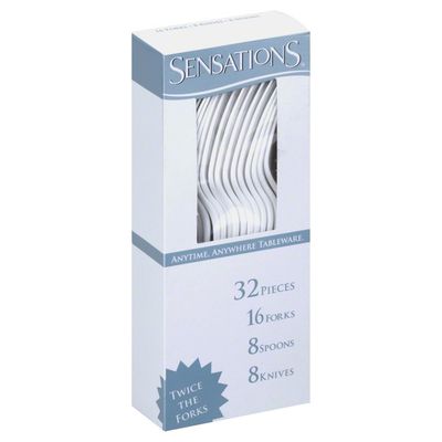 Sensations Cutlery, Plastic, Heavyweight, White Assorted