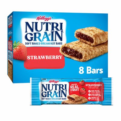 Kellogg's Nutri-Grain Soft Baked Breakfast Bars, Made with Real Fruit and Whole Grains, Kids Snacks, Strawberry