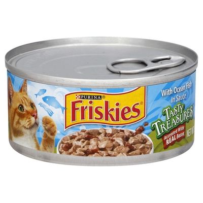 Purina Friskies Wet Cat Food Tasty Treasures With Ocean Fish In Sauce Accented With Bacon 5 5 Oz Instacart