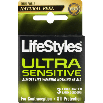 LifeStyles Lubricated Latex Condoms Ultra Sensitive - 3 CT