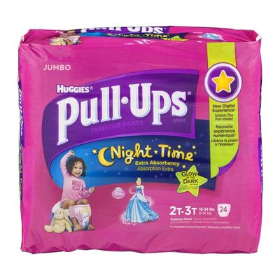 Huggies Pull-Ups Disney PrincessTraining Pants Night Time Glow In The Dark Size 2T-3T - 24 CT