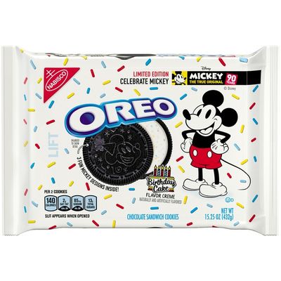 Oreo Chocolate Sandwich Cookies, Birthday Cake Flavored Creme, Special Mickey Mouse Edition, 1 Resealable Pack
