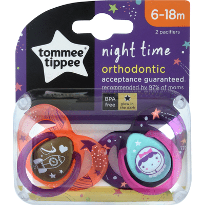 Tommee Tippee Pacifier Orthodontic Night Time 6 18 Months 2 Each Instacart