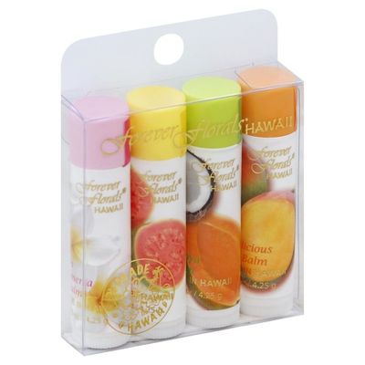 Forever Florals Lip Balm, in Tube, Assorted, 4 Pack