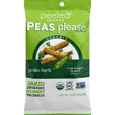Peeled Snacks Crunchy Pea Snack, Baked, Organic, Garden Herb