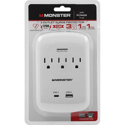 Monster 3 Outlet, Surge Protector, Home/Office