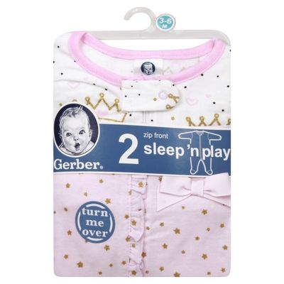 Gerber Sleep 'N Plays, Zip Front, 3-6 Months