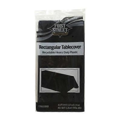 First Street Black Velvet Rectangular Plastic Table Cover 4.5' X 9'