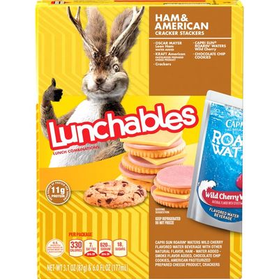 Lunchables Ham & American Cheese Cracker Stackers Meal Kit with Capri Sun Roarin' Waters Wild Cherry Drink & Chocolate Chip Cookies