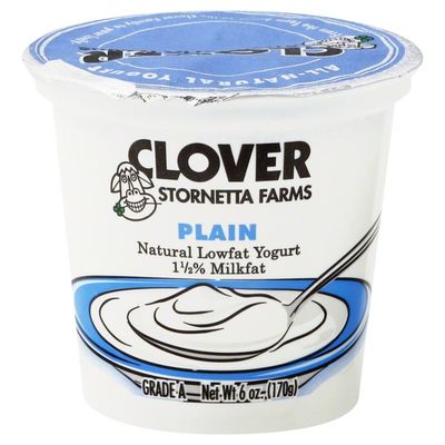 Clover Stornetta Yogurt, Natural Lowfat, Plain, 1-1/2% Milkfat