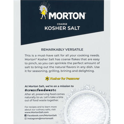 Morton Coarse Kosher Salt – For Everyday Cooking, Grilling, Brining, and as a Margarita Salt Rimmer, 3 LB Box