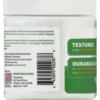 Tropiclean Dental Wipes for Dogs, Mint