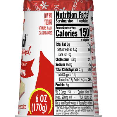 Yoplait Original Yogurt, Strawberry Cheesecake, Low Fat Yogurt
